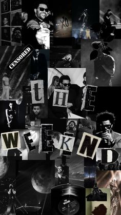 black and white collage with the words weekend