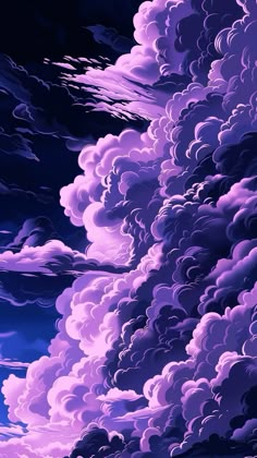 the sky is filled with purple clouds