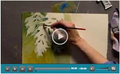 four different pictures showing the process of painting with watercolors and paintbrushes