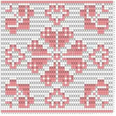 a cross stitch pattern with red and white flowers