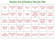 a printable game for kids to play with the words rundown acts kindness rules for kids