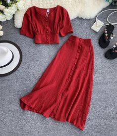 Long Skirt Suits, Fashion Blouse Design, Two Piece Dress, Dress Summer, Summer Outfits Women, Blouse Styles, Piece Dress, Modest Outfits, Look Fashion