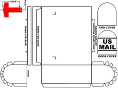 the diagram shows how to make a paper mailbox with an open door and red arrow