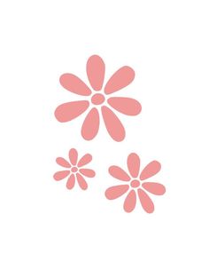 three pink flowers on a white background