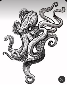 an octopus tattoo design on white paper