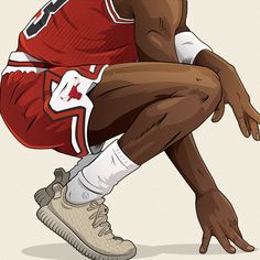 a drawing of a basketball player crouching down