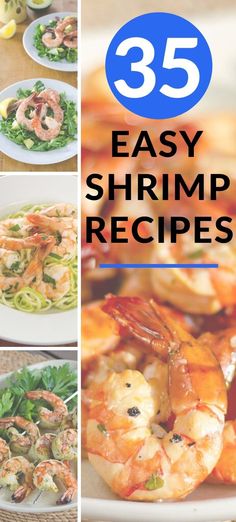 the cover of 35 easy shrimp recipes