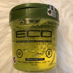 Brand New And Sealed! Eco Olive Oil Professional Styling Gel For All Hair Types. Large 16 Ounce Size. Eco Jell Hair Styles, Best Hair Gel For Natural Hair, Eco Gel Natural Hair Curls, Eco Gel Hairstyles, Eco Hair Gel, 3b Hair Products, Curly Hair Products Aesthetic, Hair Gel For Curly Hair, Eco Styling Gel