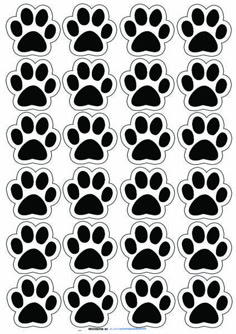 an animal paw printable pattern with black and white paws on the bottom half of it