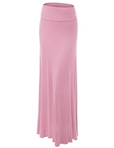 DAILYHAUTE WOMENS BOTTOM PINK / S Womens Fold-Over Maxi Skirt Long Pink Skirt, Floor Length Maxi Skirt, Coral Skirt, Long Skirts For Women, Pink Skirt, Womens Basic, Fashion Lighting, Skirt Design, Long Maxi