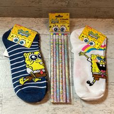 All Items Are Brand New From A Smoke Free Home Socks For Shoe Size 4-10 Socks Are Polyester/Spandex Blend Preppy Spongebob, Spongebob Gifts, Spongebob Merch, Spongebob Merchandise, Lil Bill, Spongebob Stuff, Spongebob Birthday, Nickelodeon Spongebob, Pencil Gift