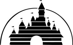 a black and white silhouette of a castle