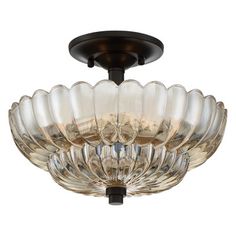 a large glass bowl ceiling light fixture