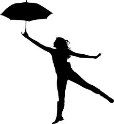 a woman holding an umbrella while jumping in the air