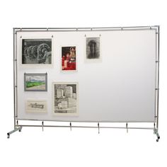 a large white board with pictures on it