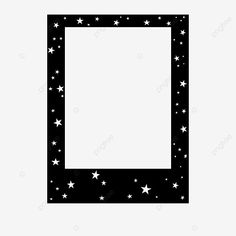 a black and white photo frame with stars on the bottom, in front of a white background