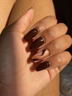 Brown Acrylic Nails, Brown Nail, Brown Nails Design, Nail Brown, Brown Acrylic, Fall Gel Nails, Cute Nails For Fall, Minimal Nails, Acrylic Nails Coffin Short