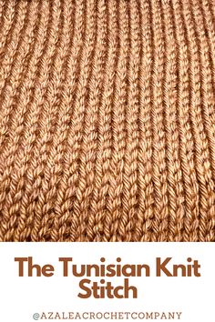 the knitting pattern is knitted in two rows, with text overlay that reads the tunisan knit stitch