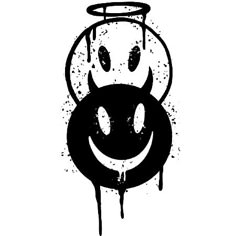 a black and white drawing of a smiling face