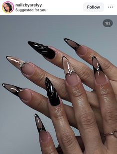 Black Chrome Nails, Chrome Nails Designs, Acrylic Toe Nails, Drip Nails, Goth Nails, Long Acrylic Nails Coffin, Exotic Nails, Really Cute Nails, Minimalist Nails