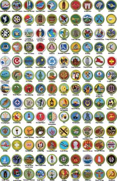 an image of many different badges on a white background