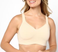 Your essential layer for everyday comfort, this smooth modal seamless bra features a lightly lined wirefree design with adjustable back straps and four rows of hook-and-eye closures for the perfect fit. From Cuddl Duds.    Original item is A604611. This product may be a customer return, vendor sample, or on-air display and is not in its originally manufactured condition. It may not be new. In some instances, these items are repackaged by QVC. Lounge Bra, Minimiser Bra, Cheese Salad, Cuddl Duds, Unlined Bra, Full Coverage Bra, Everyday Bra, Seamless Bra, Womens Bras