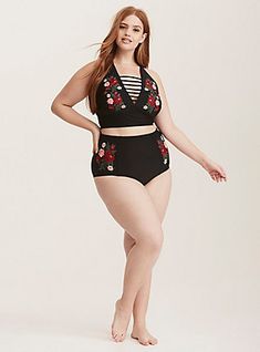 Curvy Swimwear, High Waisted Swim, Swimsuits High Waisted, Poses Reference, Pose References, Deep Black, Plus Size Swimwear