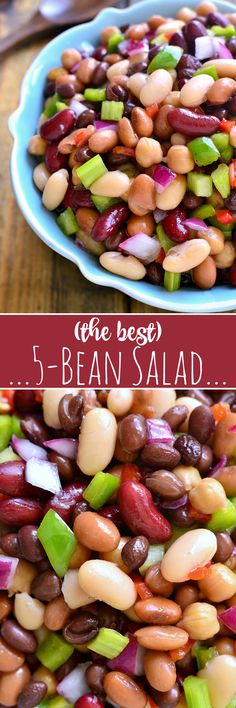 bean salad with celery and onions in a bowl