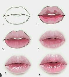 the steps in how to draw lips