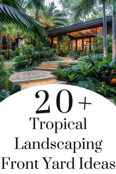 A verdant tropical garden with dense foliage lining a stone pathway, ideal for front yard designs. Tropical Landscaping Front Yard, Florida Tropical Landscaping, Front Yard Design Ideas, Tropical Landscaping Ideas, Garden Home Ideas, Tropical Backyard Landscaping, Yard Design Ideas, Yard Landscape Ideas, Garden Front Yard