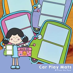 the car play mats are designed to look like children's cars with their own pictures on them