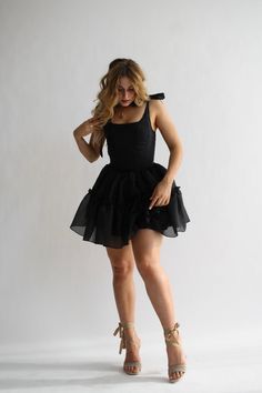 The Siena Mini Dress in Black Swan – Wild Rose & Sparrow Short Dress Bridesmaid, Black Bridal Dress Short, Cute Black Short Dress, Poofy Reception Dress, Black Dress Courthouse Wedding, Black Mini Dress Wedding, Black Formal Dress Short Plus Size, Dressy Casual Dresses Wedding, Black Cupcake Dress