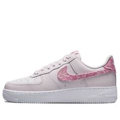 (WMNS) Nike Air Force 1 Low '07 'Pink Paisley' FD1448-664 (AF1/SNKR/Skate/Unisex/Low Top/Non-Slip/Wear-resistant/Shock-absorbing) High Top Air Force, Nike Air Force 1 07, Pearl Pink, Cute Sneakers, Shoe Inspo, Nike Air Force 1 Low, Chalk White, Pink Paisley, Air Force Ones