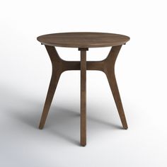 a round wooden table with two legs on the top and one leg extended to the side