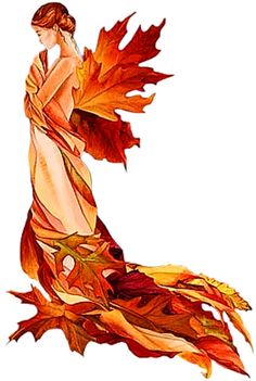 a woman in a dress made out of leaves