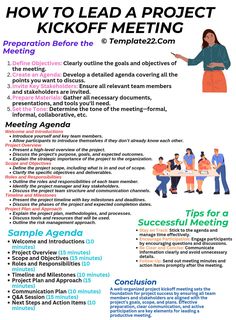 a poster with the words how to lead a project kick off meeting