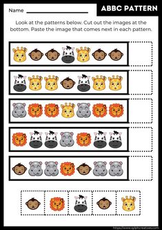 an animal pattern worksheet for children to learn how to make their own patterns