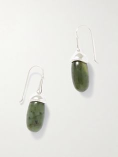 Sculptural and graceful, Sophie Buhai's 'Dripping Stone' earrings have hook fastenings that arc fluidly into stone settings. They've been handmade in Los Angeles from silver and tipped with jade for a graphic statement. Sophie Buhai Jewelry, Designer Hair Accessories, Sophie Buhai, Eyewear Shop, Jade Earrings, Raffia Bag, Fine Watches, Fashion Jewelry Earrings, Watches Jewelry