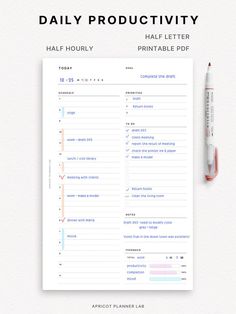 Track your work or study time of a day. You can review your work time, productivity, concentration, and other themes with bar graphs. Self-feedback will make your tomorrow more productive. Thus, this planner is especially good as a work planner, and study planner. | Undated | Mon and Sun starts | Day on 1 page | Daily Schedule | Daily Planner | Daily Feedback | 30 minute Daily Planner Ideas Inspiration, Daily Planner Work, Paper Planner, Daily Work Planner Template, Day Planner, Daily Assignment Planner, Daily Productivity Planner, Daily Planner Half Hour, Daily Planner Horizontal