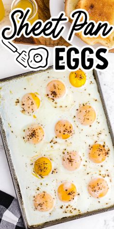 sheet pan eggs on top of a baking tray