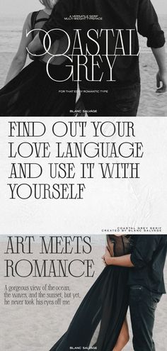 an advertisement for art meets romance magazine with two people hugging each other and the words, find out your love language and use it with yourself