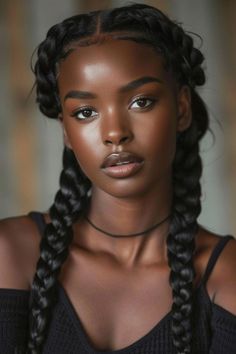 I absolutely love long layered hair with bangs! It's a classic hairstyle that can be worn in so many different ways. Whether you're looking for a subtle Woman With Braids, Futuristic Hair, Human League, Protective Braids, Layered Hair With Bangs, Braided Hairstyles For Black Women Cornrows, Dark Skin Beauty, Cool Braid Hairstyles, Classic Hairstyles