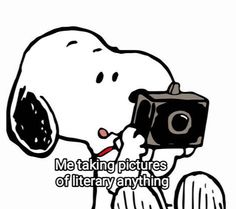 a cartoon character holding a camera and taking pictures with the words me taking pictures of library anything