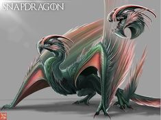 a green and red dragon standing next to each other on a gray background with the words snapdragon written below it