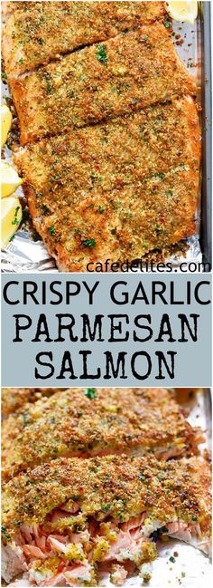 crispy garlic parmesan salmon is an easy and delicious dinner