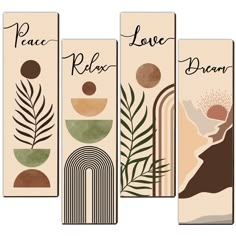 four bookmarks with different designs on them, each one has a plant and the other is