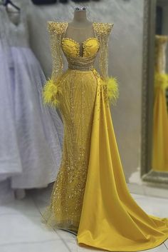 Nigerian Dress, Dream Prom Dress, Fitted Prom Dresses, Mermaid Prom Dresses Lace, Yellow Gown