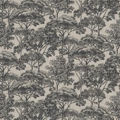 a black and white wallpaper with trees on it