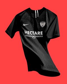 a black soccer jersey on a red background