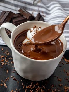 a spoon full of chocolate and ice cream